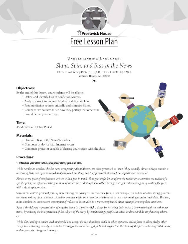 Slant, Spin, and Bias in the News Lesson Plan